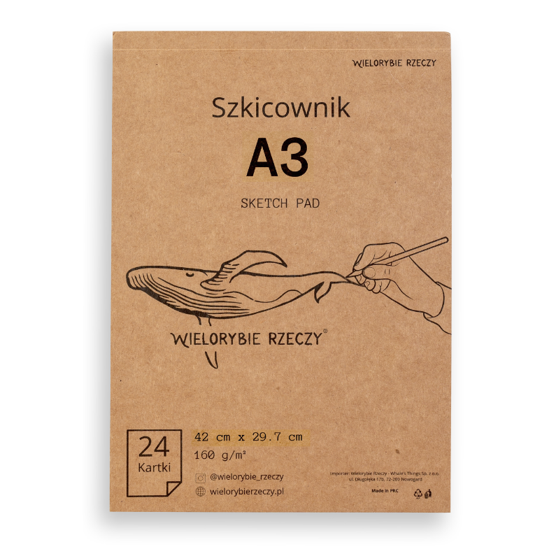 Blok do szkicowania i rysowania a3 Wielorybie Rzeczy