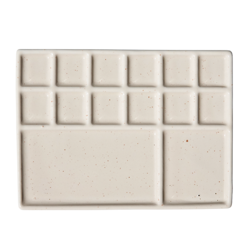 Mała ceramiczna paleta malarska z 14 przegródkami
