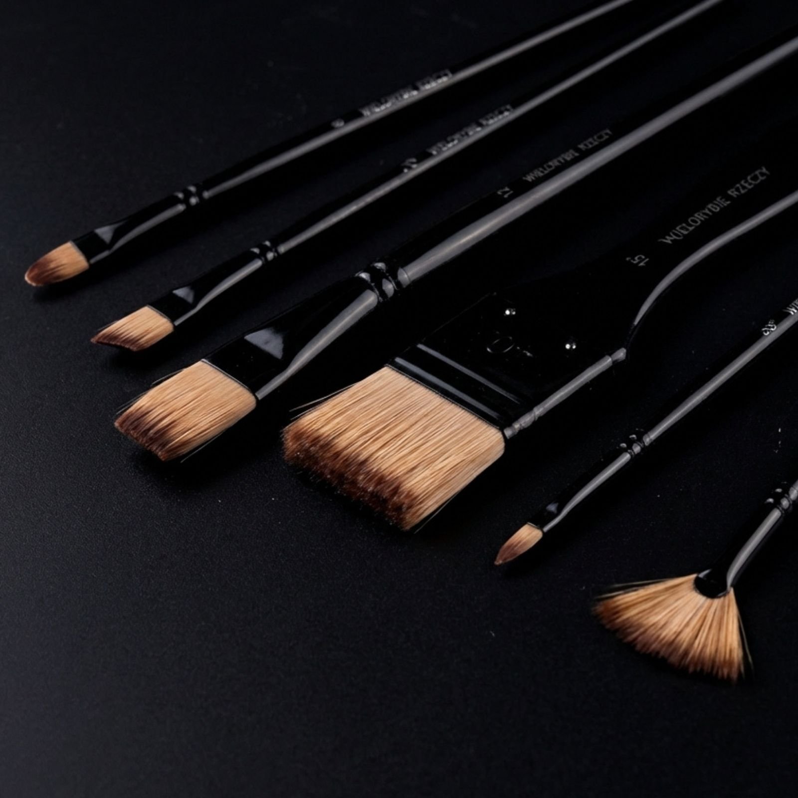 pędzle do akrylu zestaw czarne systetyczne