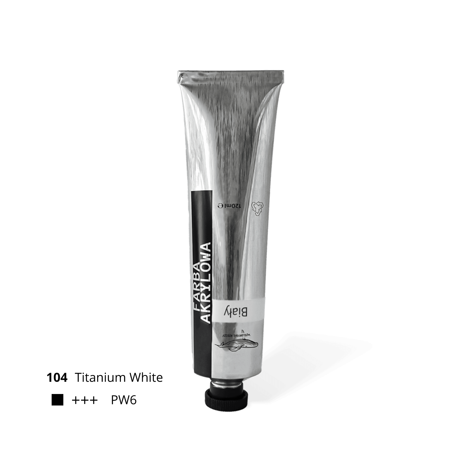 farba akrylowa biała titanium white w metalowej tubce wielorybie rzeczy