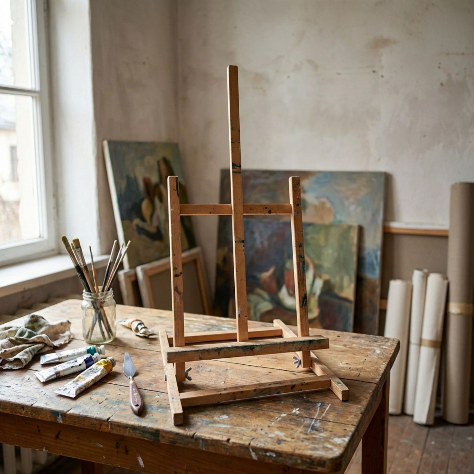 Sztaluga drewniana studyjna na stole