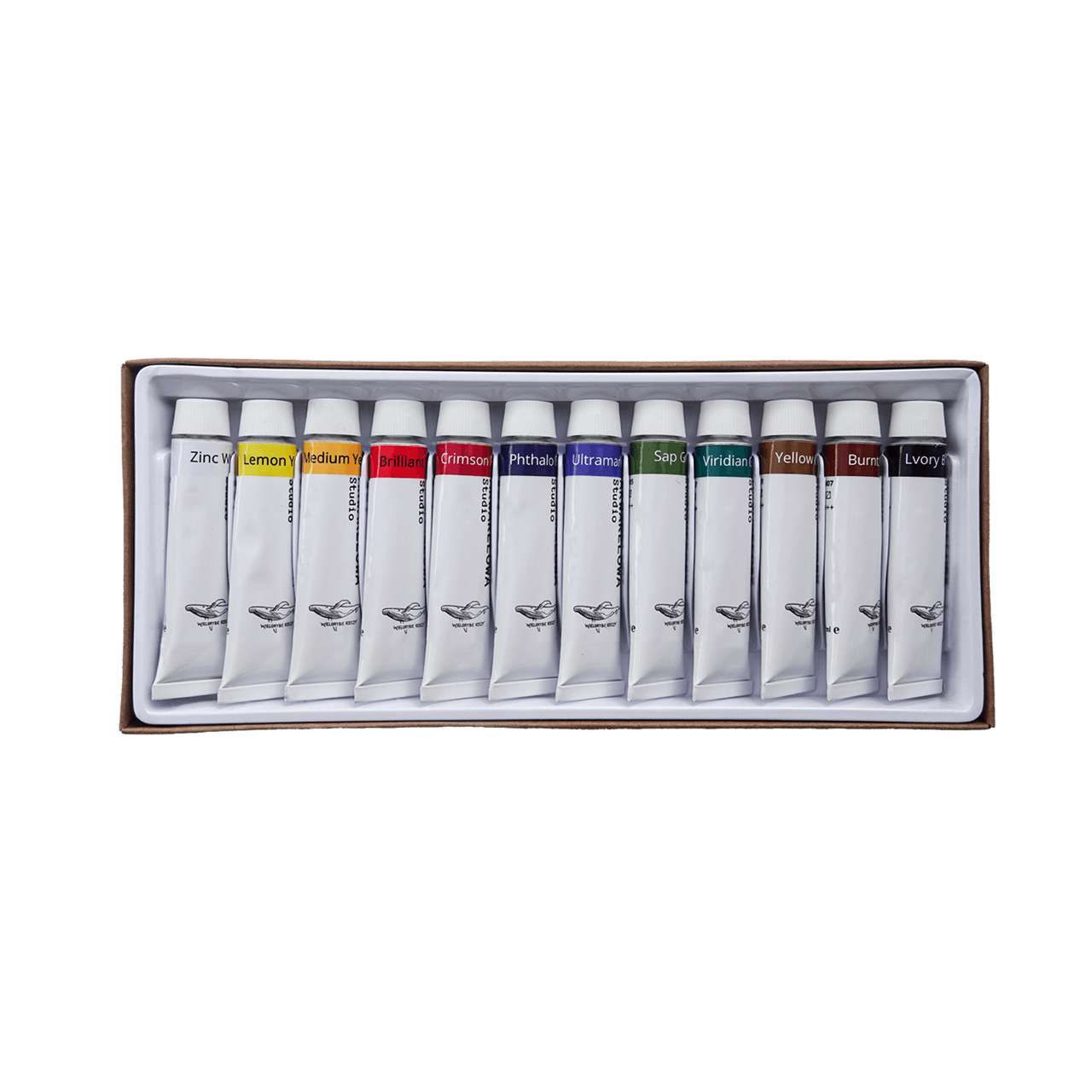 Farby akwarelowe zestaw 12 sztuk po 12 ml w metalowej tubce. Wielorybie Rzeczy