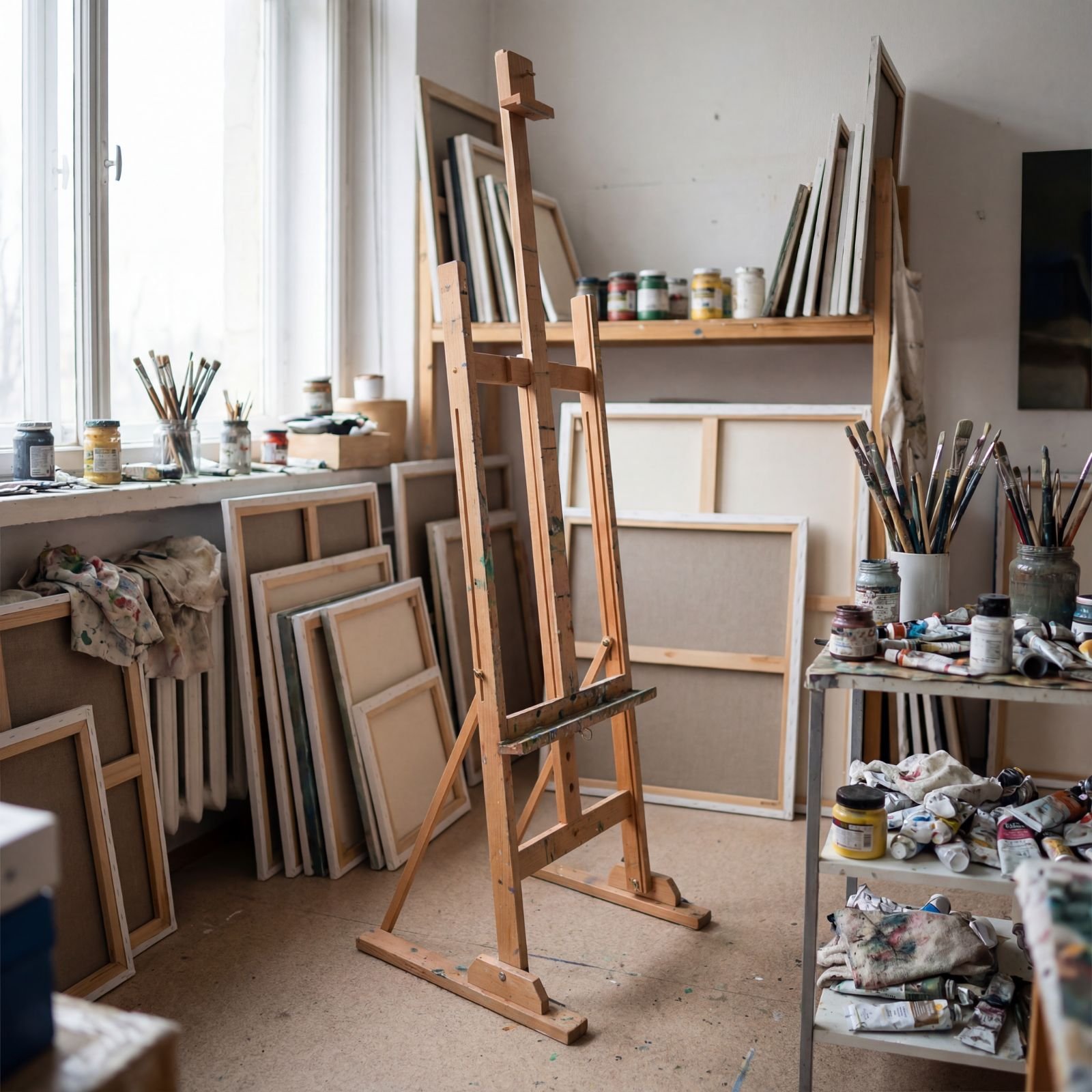 Sztaluga drewniana malarska studyjna plenerowa duża bukowa profesjonalna. Wielorybie Rzeczy