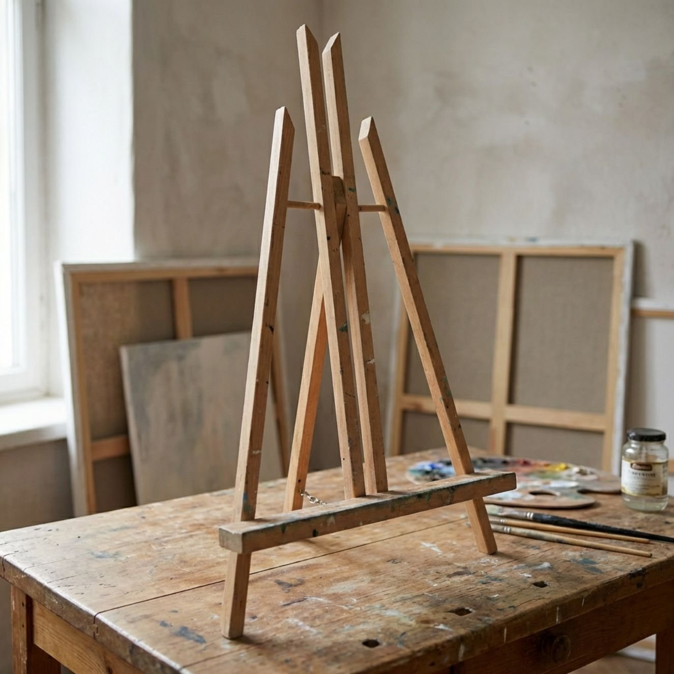 Sztaluga drewniana stołowa 50 cm bukowa w pracowni artystycznej Wielorybie Rzeczy